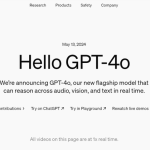 2024年5月13日に OpenAI は新しい生成aiモデルであるGPT-4oをリリースしました。 公式リリースの翻訳をベースにわかりやすく詳細にお送りします。https://openai.com/index/hello-gpt-4o/